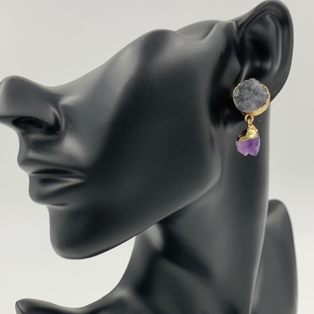 Mystical-Black & Purple Earrings